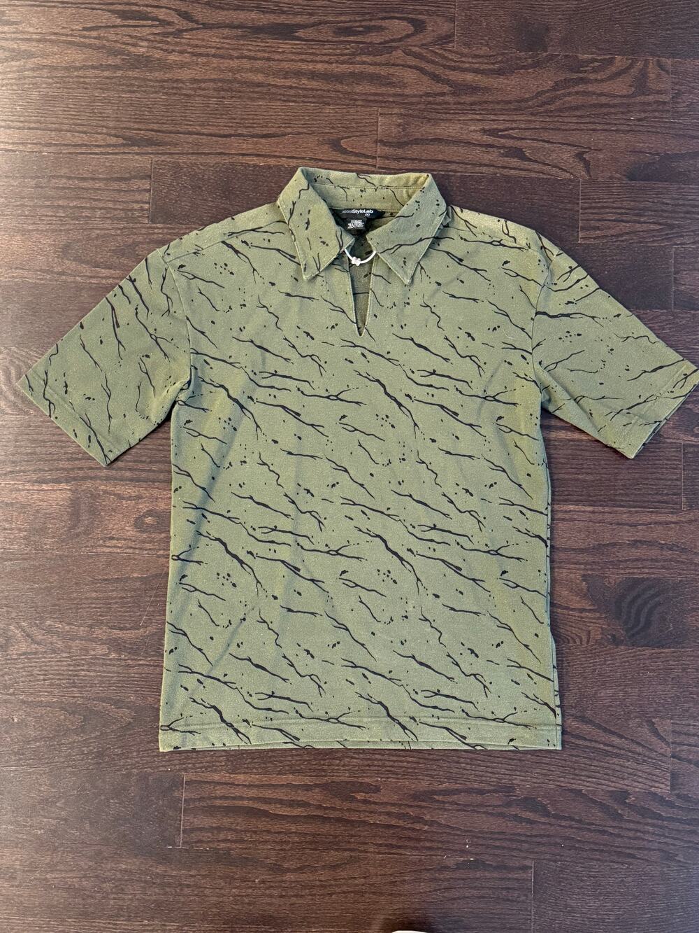 Diesel Style Lab Green Printed Collared Polo Shirt